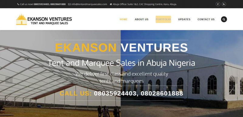 EKANSON VENTURES TENT AND MARQUEE SALES