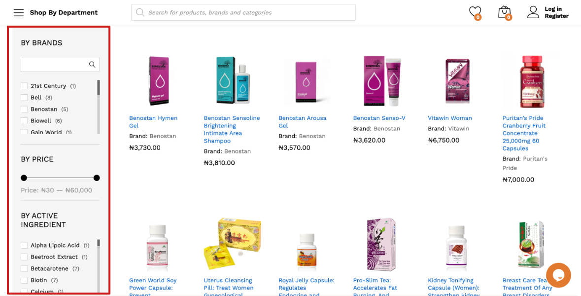 Product filters essential e commerce website features
